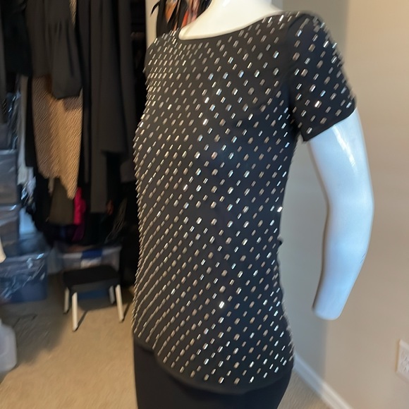 Milly studded black top SILK size 4 EUC - Picture 3 of 10